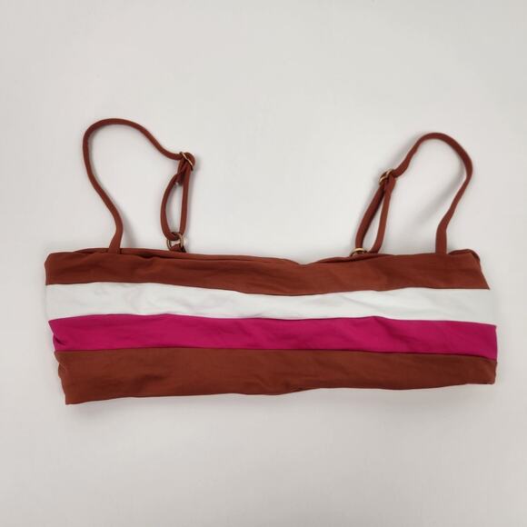 L*Space Rebel Stripe Bikini Top Brown Pink Size Small NWT - Picture 1 of 4